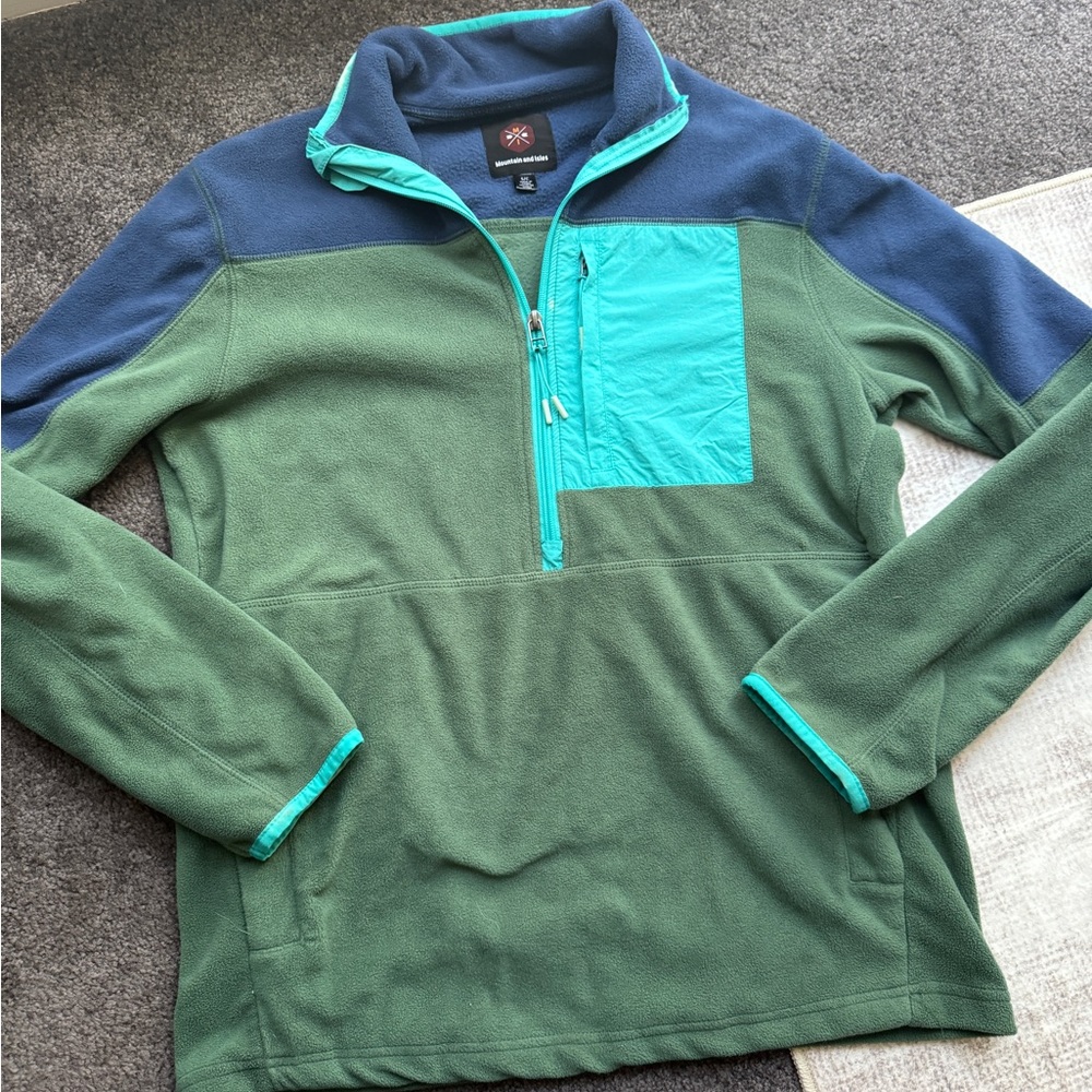 Green and Blue Quarter-Zip Pullover
